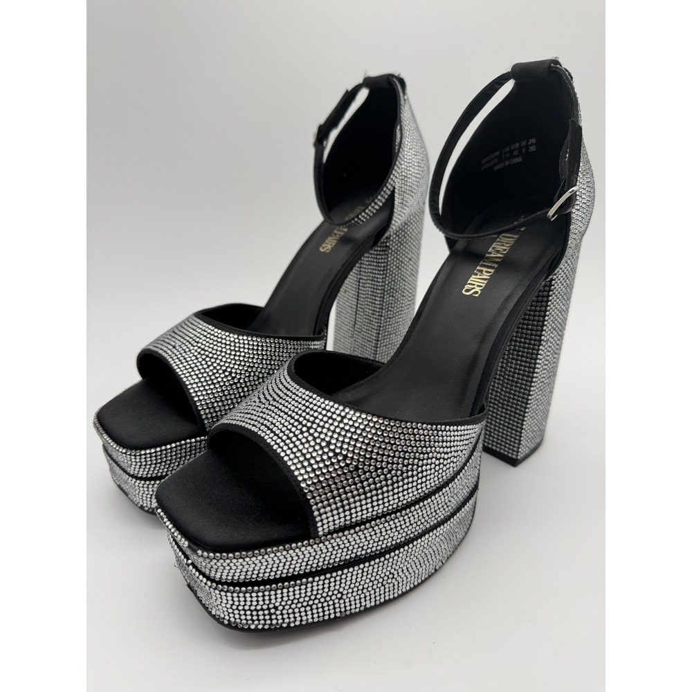 Rhinestone Platform Heels Women's 11 EU 43 Ankle Strap Chunky High